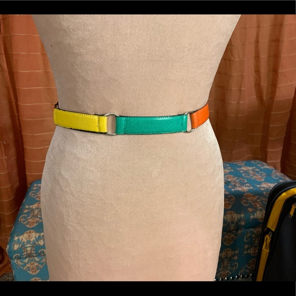 Plus- 100% leather- 80’s color block leather belt, A.D.R., ladies XL, plus size - Picture 11 of 16